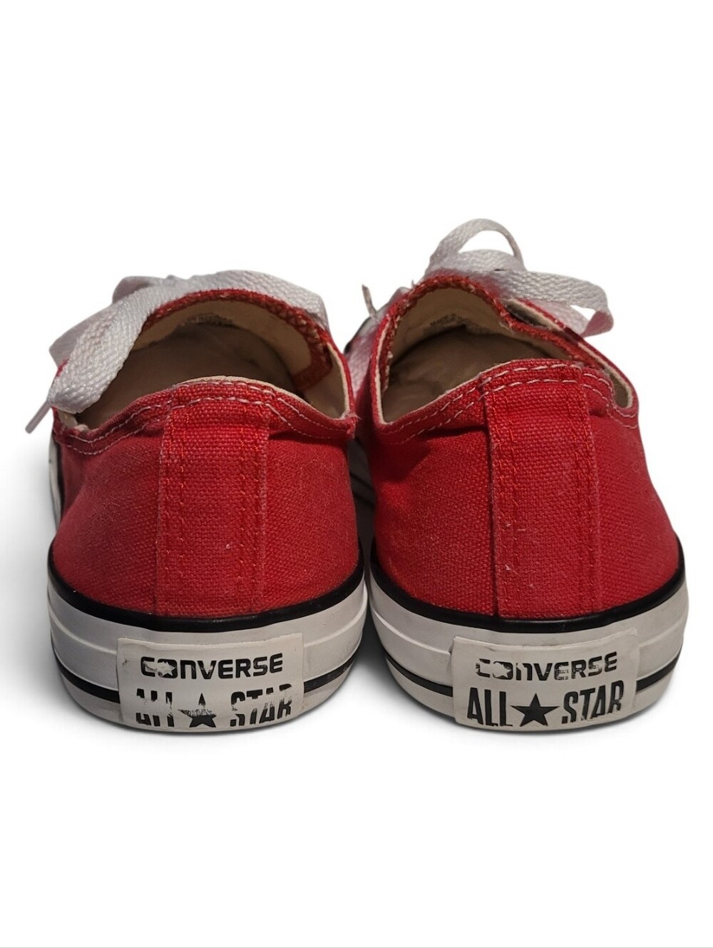 Converse Red Canvas Low Top Sneakers with White Laces - Picture 5 of 6